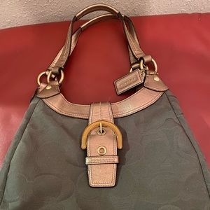 Coach Soho Textured Optic Lynn Hobo Handbag Green